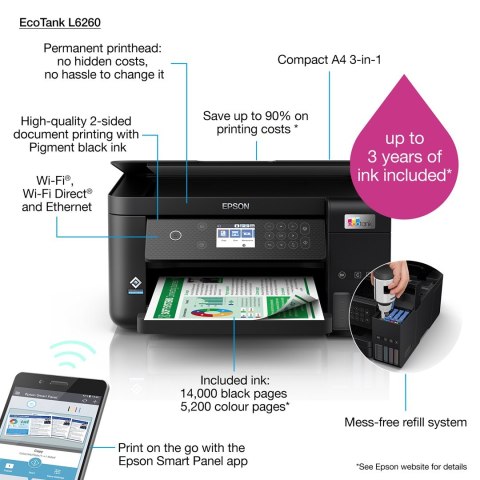 Urządzenie wielofunkcyjne 3w1 Epson EcoTank L6260 Epson Urządzenie wielofunkcyjne 3w1 Epson EcoTank L6260 Epson