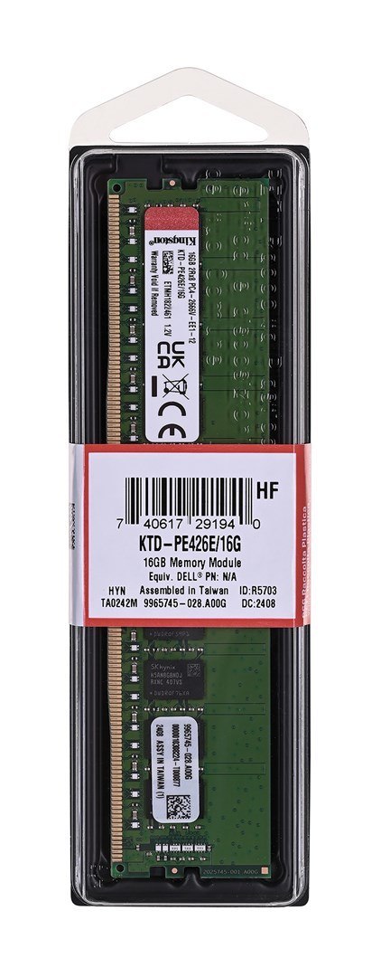 Pamięć Kingston dedykowana do Dell 16GB DDR4-2666Mhz ECC Module Kingston Pamięć Kingston dedykowana do Dell 16GB DDR4-2666Mhz ECC Module Kingston