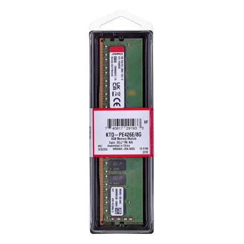 Pamięć Kingston dedykowana do Dell 8GB DDR4-2666Mhz ECC Module Kingston Pamięć Kingston dedykowana do Dell 8GB DDR4-2666Mhz ECC Module Kingston