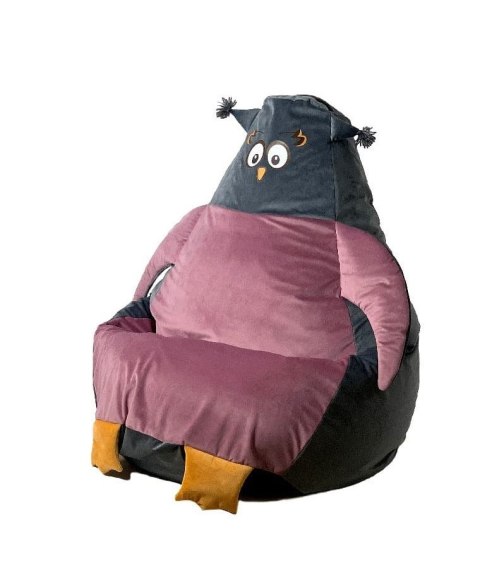 Pufa worek sako SOWA szary-róż L 105x80 Go Gift Pufa worek sako SOWA szary-róż L 105x80 Go Gift
