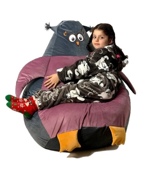 Pufa worek sako SOWA szary-róż XL 130x90 Go Gift Pufa worek sako SOWA szary-róż XL 130x90 Go Gift