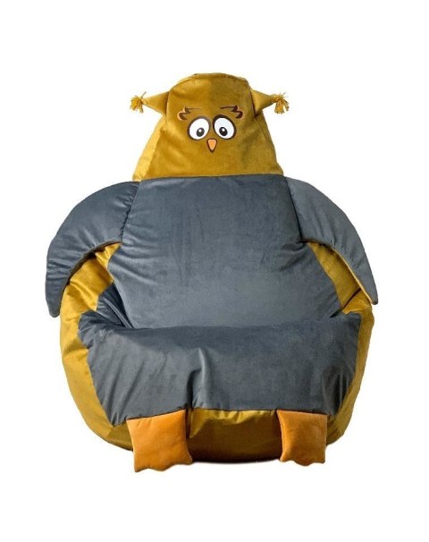 Pufa worek sako SOWA złoty-szary XL 130x90 Go Gift Pufa worek sako SOWA złoty-szary XL 130x90 Go Gift