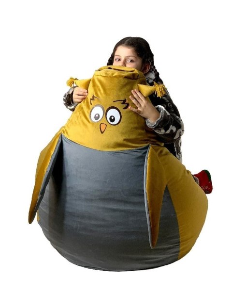 Pufa worek sako SOWA złoty-szary XL 130x90 Go Gift Pufa worek sako SOWA złoty-szary XL 130x90 Go Gift