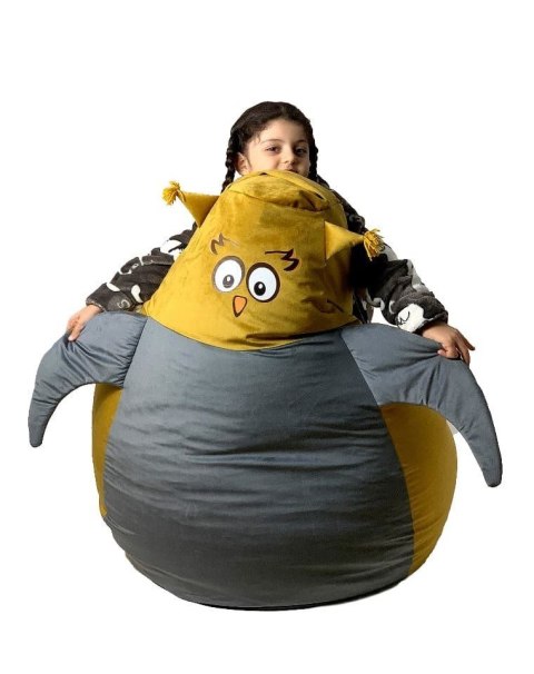 Pufa worek sako SOWA złoty-szary XL 130x90 Go Gift Pufa worek sako SOWA złoty-szary XL 130x90 Go Gift