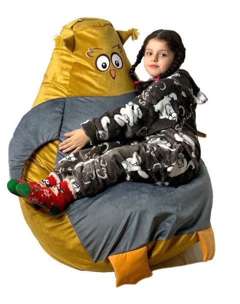 Pufa worek sako SOWA złoty-szary XL 130x90 Go Gift Pufa worek sako SOWA złoty-szary XL 130x90 Go Gift