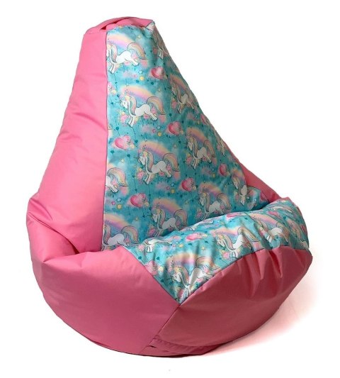 Pufa worek sako GRUSZA DRUK róż-jednorożce XL 130x90 Go Gift Pufa worek sako GRUSZA DRUK róż-jednorożce XL 130x90 Go Gift
