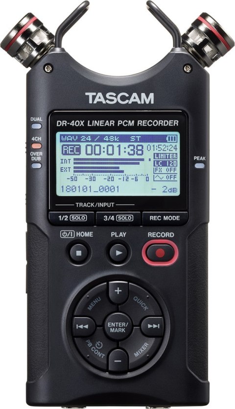Tascam DR-40X - Przenośny rejestrator cyfrowy z interfejsem USB, zapisujący 2 x stereo, 2 GB karta SD TASCAM Tascam DR-40X - Przenośny rejestrator cyfrowy z interfejsem USB, zapisujący 2 x stereo, 2 GB karta SD TASCAM