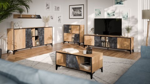 Regał 4D OVO 90x38xH90 dąb/beton Cama MEBLE Regał 4D OVO 90x38xH90 dąb/beton Cama MEBLE
