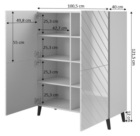 Regał ABETO 100,5x40xH121,5 biały/biały połysk Cama MEBLE Regał ABETO 100,5x40xH121,5 biały/biały połysk Cama MEBLE