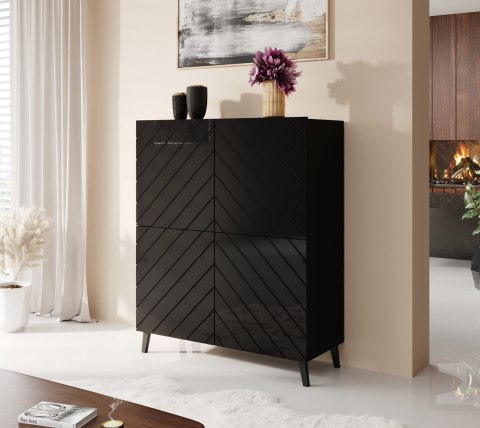 Regał ABETO 100,5x40xH121,5 czarny/czarny połysk Cama MEBLE Regał ABETO 100,5x40xH121,5 czarny/czarny połysk Cama MEBLE