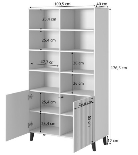 Regał PAFOS 100x40xH176,5 biały mat Cama MEBLE Regał PAFOS 100x40xH176,5 biały mat Cama MEBLE