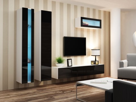 Regał VIGO NEW 180/40/30 biały/czarny połysk Cama MEBLE Regał VIGO NEW 180/40/30 biały/czarny połysk Cama MEBLE