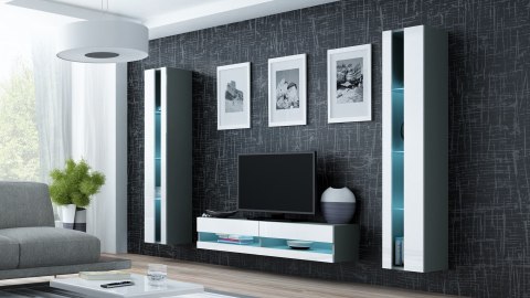 Regał VIGO NEW 180/40/30 szary/biały połysk Cama MEBLE Regał VIGO NEW 180/40/30 szary/biały połysk Cama MEBLE