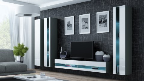 Regał VIGO NEW 180/40/30 szary/biały połysk Cama MEBLE Regał VIGO NEW 180/40/30 szary/biały połysk Cama MEBLE