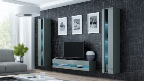 Regał VIGO NEW 180/40/30 szary/szary połysk Cama MEBLE Regał VIGO NEW 180/40/30 szary/szary połysk Cama MEBLE