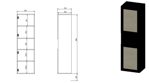 Witryna JUTA 50x39,5x190 czarny + linol calabria Cama MEBLE Witryna JUTA 50x39,5x190 czarny + linol calabria Cama MEBLE