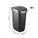 Rotho kosz na śmieci obrotowy TWIST srebrny 50L Rotho