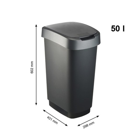 Rotho kosz na śmieci obrotowy TWIST srebrny 50L Rotho Rotho kosz na śmieci obrotowy TWIST srebrny 50L Rotho