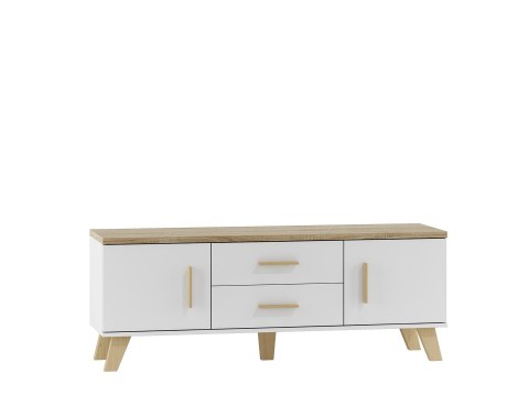 RTV LOTTA 140 2D2S biały+ dąb sonoma Cama MEBLE RTV LOTTA 140 2D2S biały+ dąb sonoma Cama MEBLE
