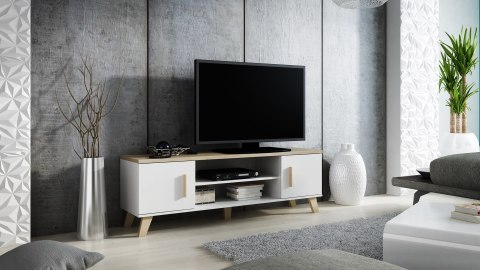 RTV LOTTA 160 2D2K biały+ dąb sonoma Cama MEBLE RTV LOTTA 160 2D2K biały+ dąb sonoma Cama MEBLE
