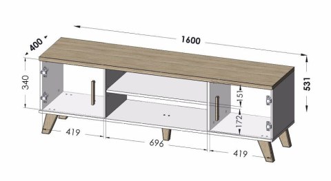 RTV LOTTA 160 2D2K wotan + czarny mat Cama MEBLE RTV LOTTA 160 2D2K wotan + czarny mat Cama MEBLE