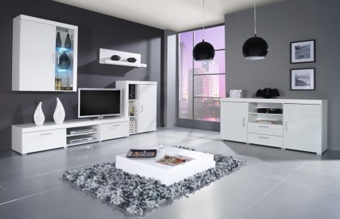 Szafka RTV 200 SAMBA (Unit 8) biały/biały połysk Cama MEBLE Szafka RTV 200 SAMBA (Unit 8) biały/biały połysk Cama MEBLE