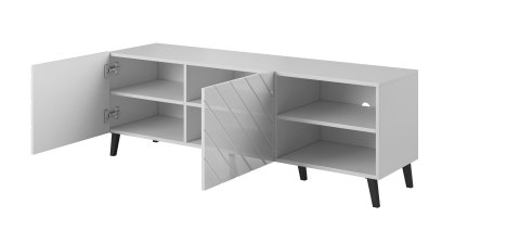 Szafka RTV ABETO 150x42x52 biały/biały połysk Cama MEBLE Szafka RTV ABETO 150x42x52 biały/biały połysk Cama MEBLE