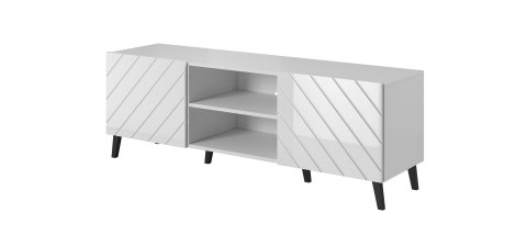 Szafka RTV ABETO 150x42x52 biały/biały połysk Cama MEBLE Szafka RTV ABETO 150x42x52 biały/biały połysk Cama MEBLE