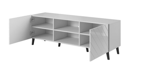 Szafka RTV ABETO 150x42x52 biały/biały połysk Cama MEBLE Szafka RTV ABETO 150x42x52 biały/biały połysk Cama MEBLE