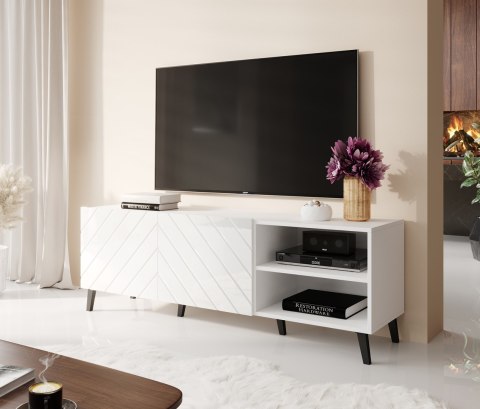 Szafka RTV ABETO 150x42x52 biały/biały połysk Cama MEBLE Szafka RTV ABETO 150x42x52 biały/biały połysk Cama MEBLE