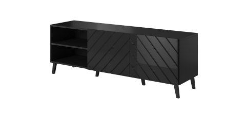 Szafka RTV ABETO 150x42x52 czarny/czarny połysk Cama MEBLE Szafka RTV ABETO 150x42x52 czarny/czarny połysk Cama MEBLE