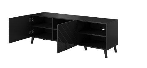 Szafka RTV ABETO 150x42x52 czarny/czarny połysk Cama MEBLE Szafka RTV ABETO 150x42x52 czarny/czarny połysk Cama MEBLE
