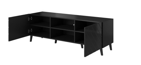 Szafka RTV ABETO 150x42x52 czarny/czarny połysk Cama MEBLE Szafka RTV ABETO 150x42x52 czarny/czarny połysk Cama MEBLE