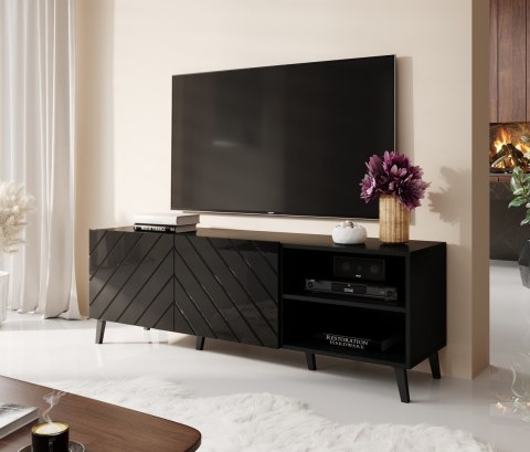 Szafka RTV ABETO 150x42x52 czarny/czarny połysk Cama MEBLE Szafka RTV ABETO 150x42x52 czarny/czarny połysk Cama MEBLE