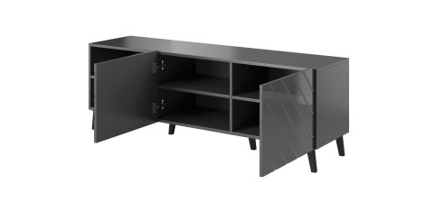 Szafka RTV ABETO 150x42x52 grafit/grafit połysk Cama MEBLE Szafka RTV ABETO 150x42x52 grafit/grafit połysk Cama MEBLE