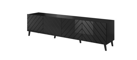 Szafka RTV ABETO 200x42x52 czarny/czarny połysk Cama MEBLE Szafka RTV ABETO 200x42x52 czarny/czarny połysk Cama MEBLE