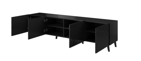 Szafka RTV ABETO 200x42x52 czarny/czarny połysk Cama MEBLE Szafka RTV ABETO 200x42x52 czarny/czarny połysk Cama MEBLE