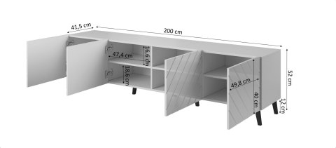 Szafka RTV ABETO 200x42x52 czarny/czarny połysk Cama MEBLE Szafka RTV ABETO 200x42x52 czarny/czarny połysk Cama MEBLE