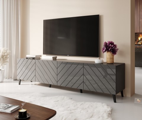 Szafka RTV ABETO 200x42x52 grafit/grafit połysk Cama MEBLE Szafka RTV ABETO 200x42x52 grafit/grafit połysk Cama MEBLE
