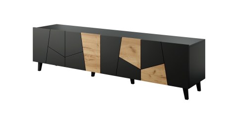Szafka RTV ETNA 200x42x52 czarny mat + dąb craft Cama MEBLE Szafka RTV ETNA 200x42x52 czarny mat + dąb craft Cama MEBLE