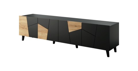 Szafka RTV ETNA 200x42x52 czarny mat + dąb craft Cama MEBLE Szafka RTV ETNA 200x42x52 czarny mat + dąb craft Cama MEBLE