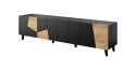 Szafka RTV ETNA 200x42x52 czarny mat + dąb craft Cama MEBLE