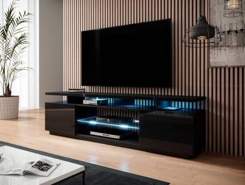 Szafka RTV EVA 180x40x52 czarny/czarny połysk Cama MEBLE Szafka RTV EVA 180x40x52 czarny/czarny połysk Cama MEBLE