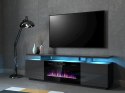 Szafka RTV EVA z kominkiem elektrycznym 180x40x52 grafit/grafit połysk Cama MEBLE
