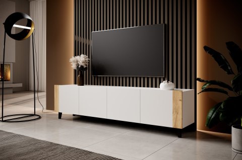 Szafka RTV FARO 200x42x52 biały mat + dąb craft Cama MEBLE Szafka RTV FARO 200x42x52 biały mat + dąb craft Cama MEBLE