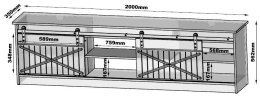 Szafka RTV GRANERO 200x56,7x35 biały/biały połysk Cama MEBLE