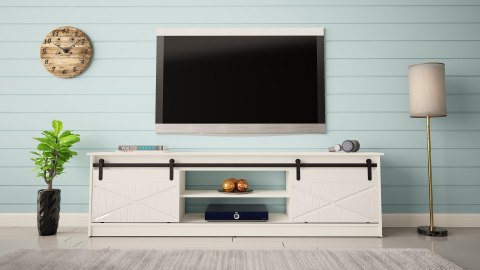 Szafka RTV GRANERO 200x56,7x35 biały/biały połysk Cama MEBLE Szafka RTV GRANERO 200x56,7x35 biały/biały połysk Cama MEBLE