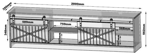 Szafka RTV GRANERO 200x56,7x35 czarny/czarny poł Cama MEBLE Szafka RTV GRANERO 200x56,7x35 czarny/czarny poł Cama MEBLE