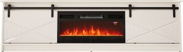 Szafka RTV GRANERO+kominek 200x56,7x35 biały/biały połysk Cama MEBLE