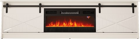 Szafka RTV GRANERO+kominek 200x56,7x35 biały/biały połysk Cama MEBLE Szafka RTV GRANERO+kominek 200x56,7x35 biały/biały połysk Cama MEBLE